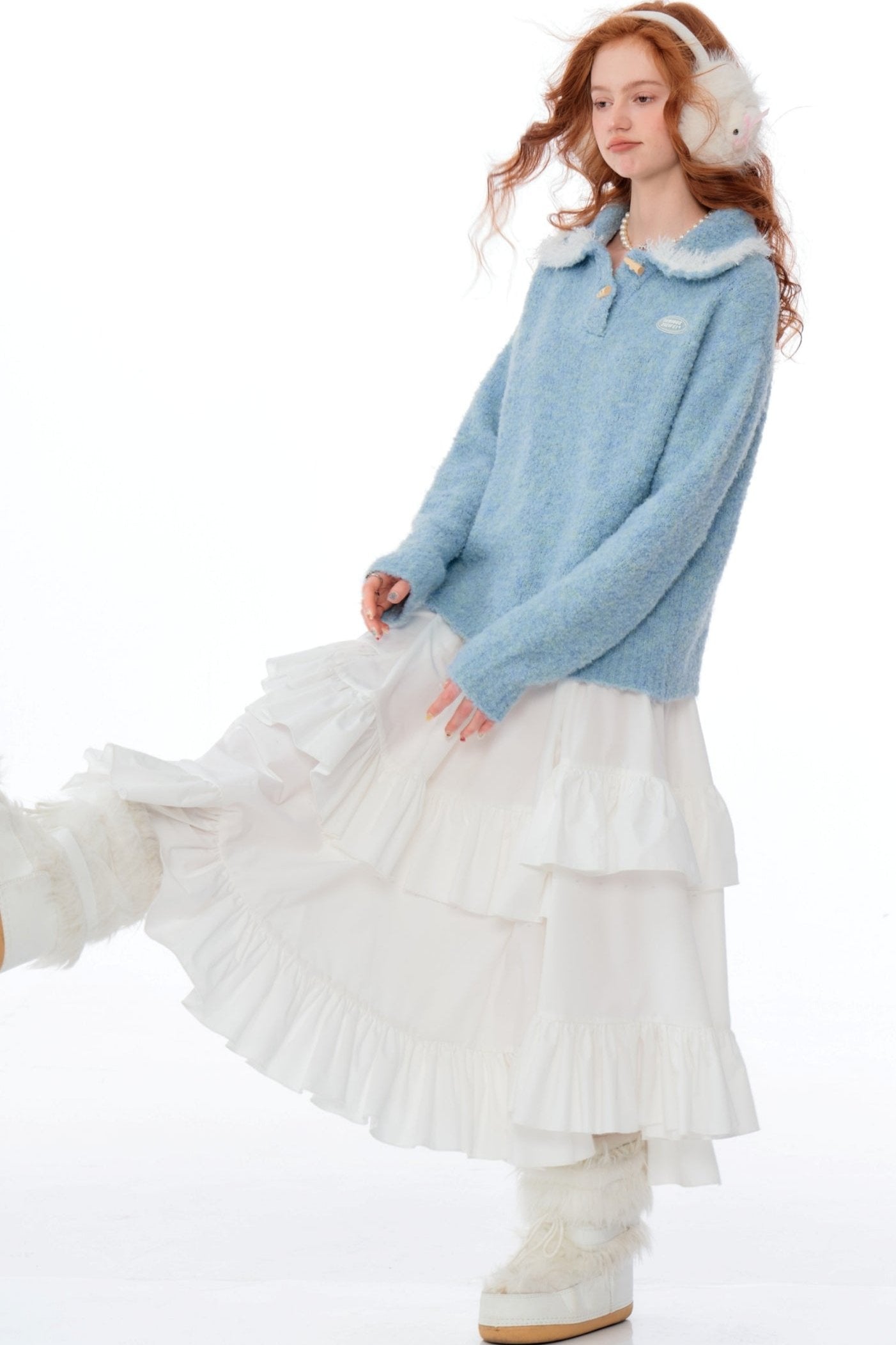 Soft Loose Polo Doll Collar Sweater