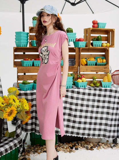 Cat and Mouse Print T-Shirt Dress