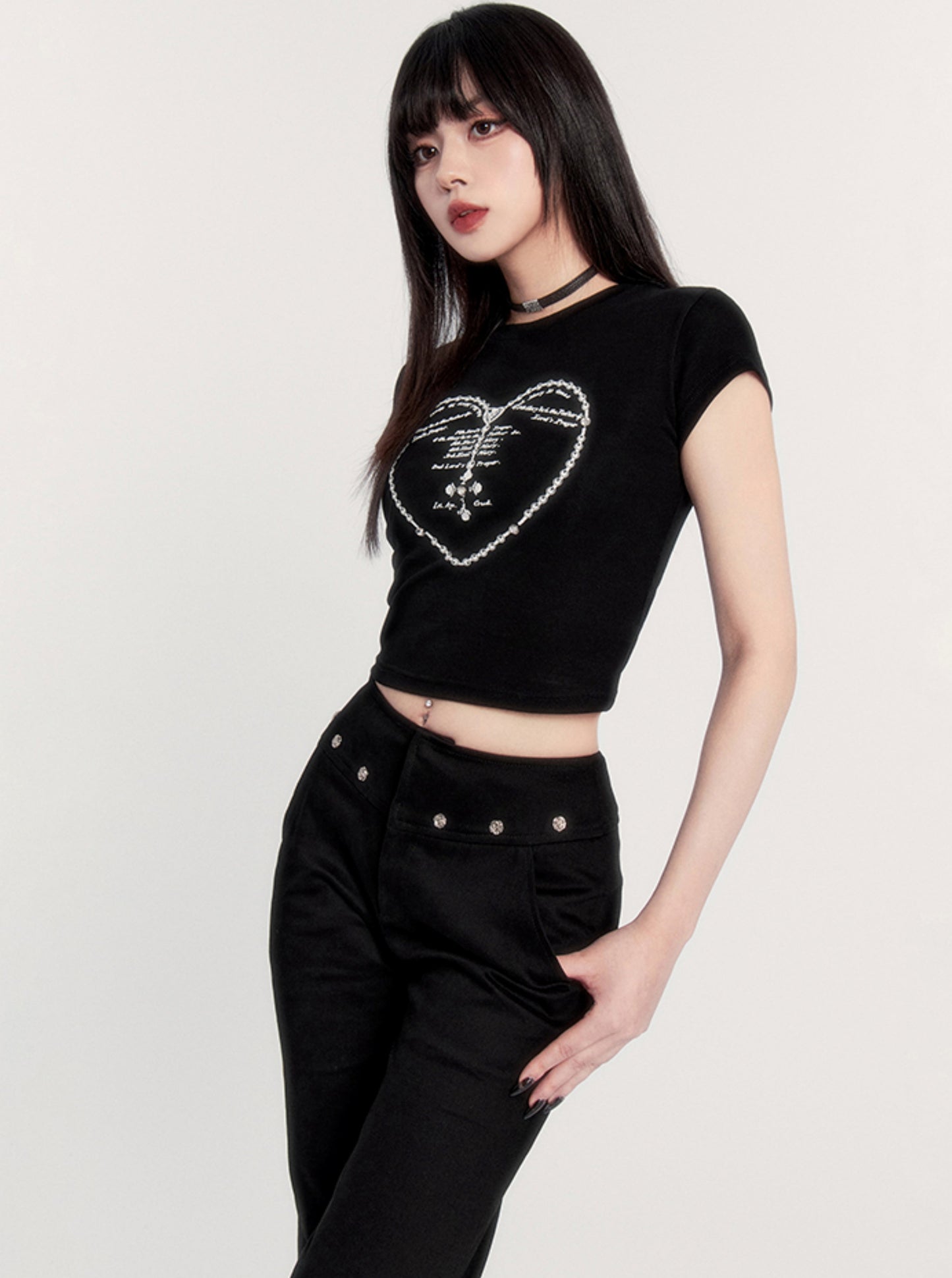 Rose Stud High Waist Trousers