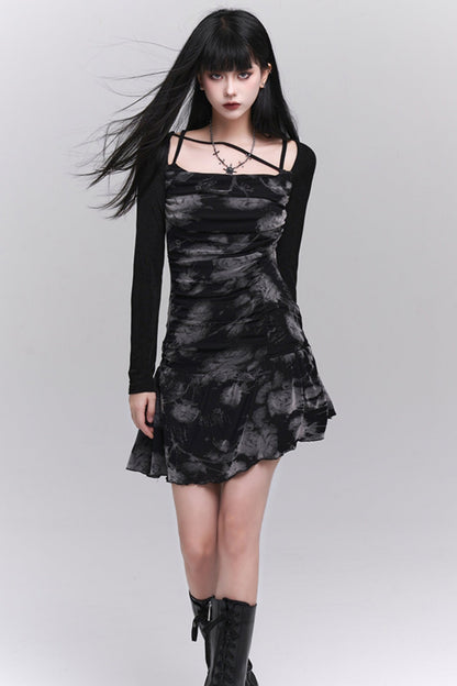 Ghost Girl Fake Two-Piece Sweet Waist Dress