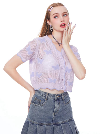 Retro Cropped Butterfly T-Shirt