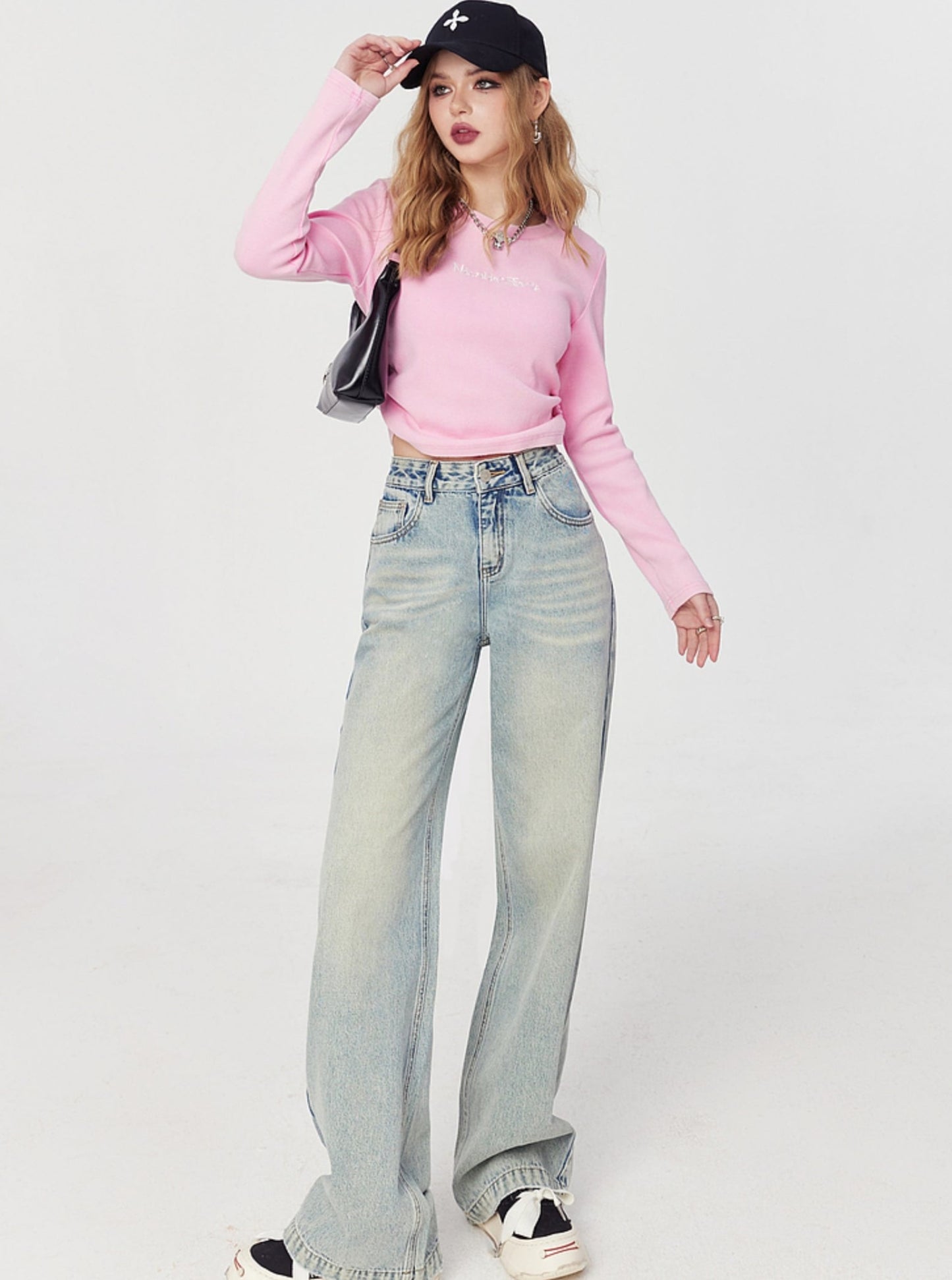 Vintage High-Waist Straight Jeans-Hose