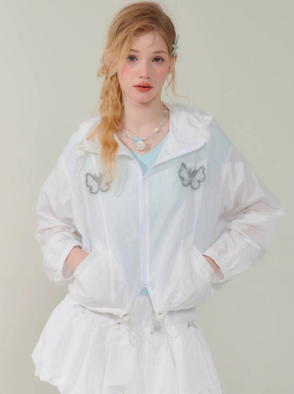 Butterfly Embroidery Hooded Jacket