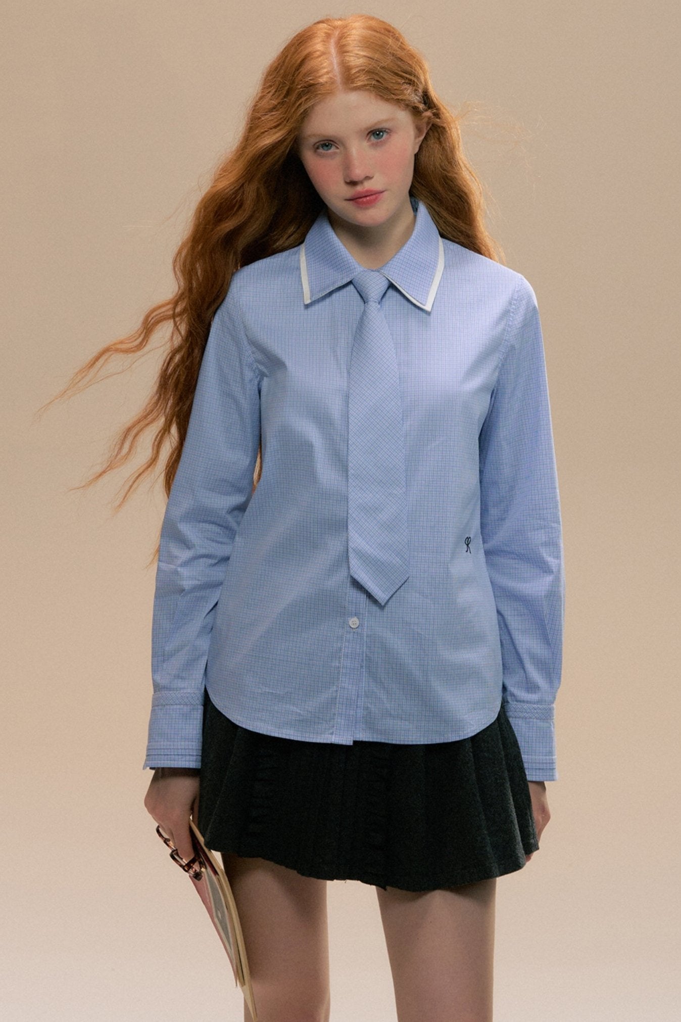 Double Collar College Tie Loose Shirt