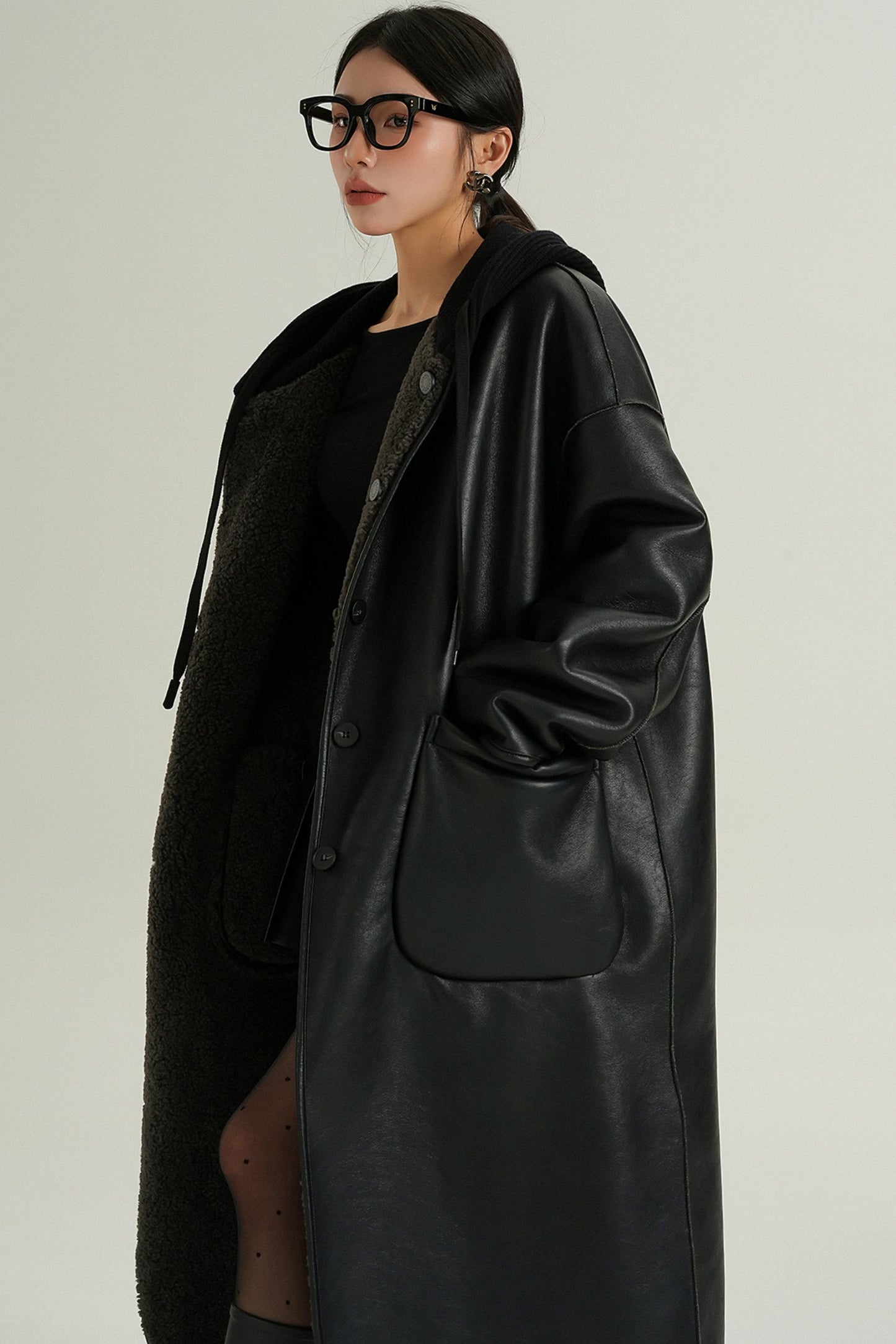 Fur Lined PU Leather Jacket 