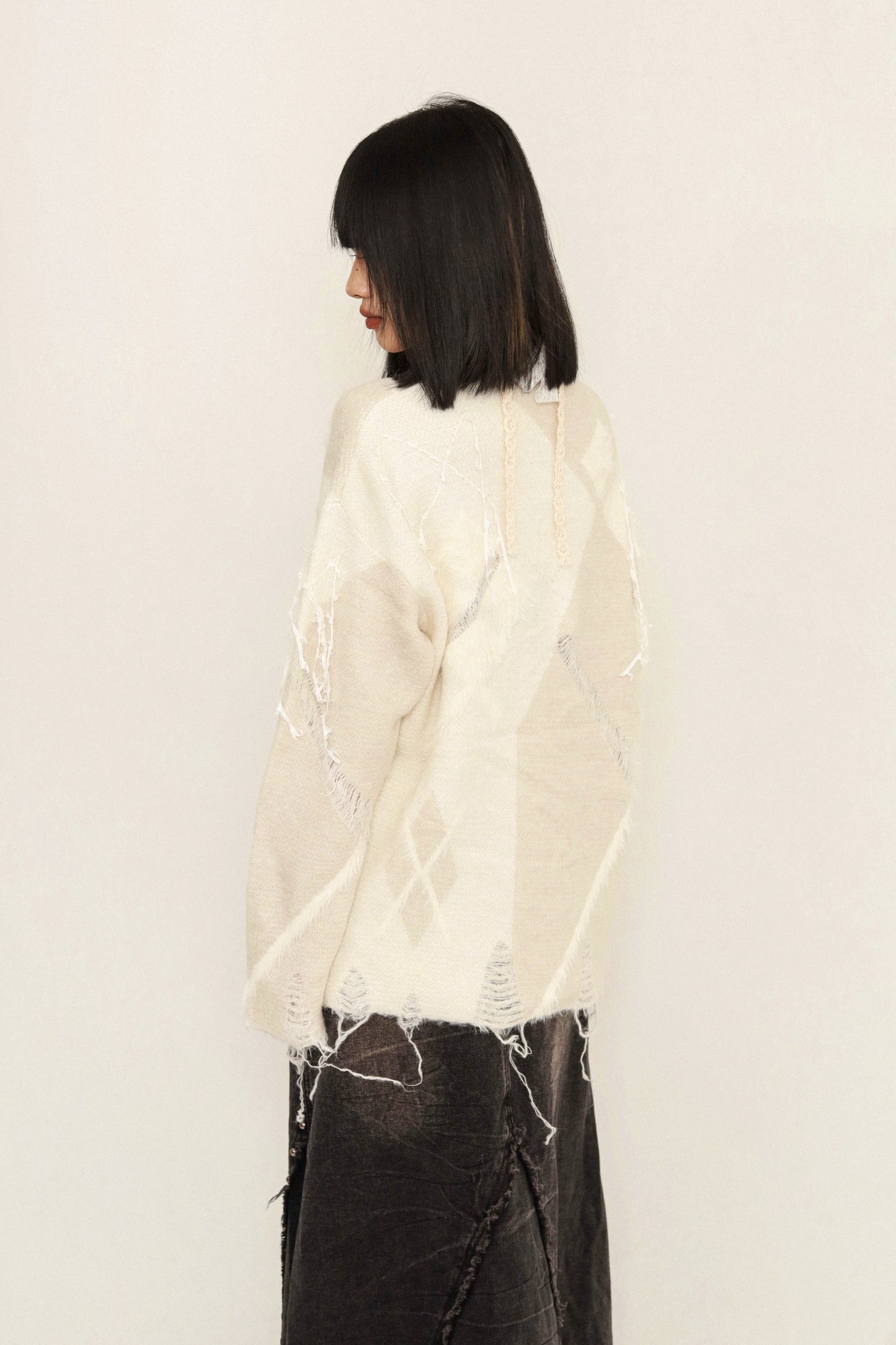 Stitching Design Loose Cardigan Sweater