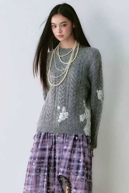 Lace Panel Pullover Sweater