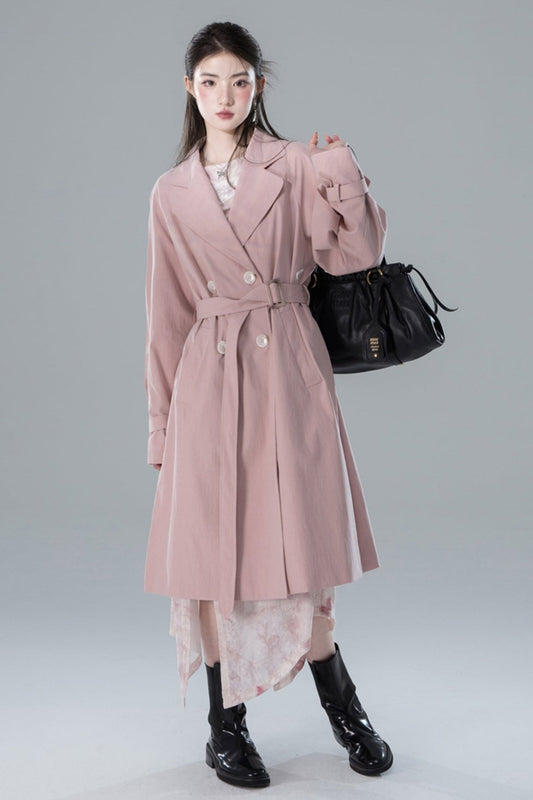 COTRE Lady Transcendent Pink Patchwork Raglanärmel Trenchcoat