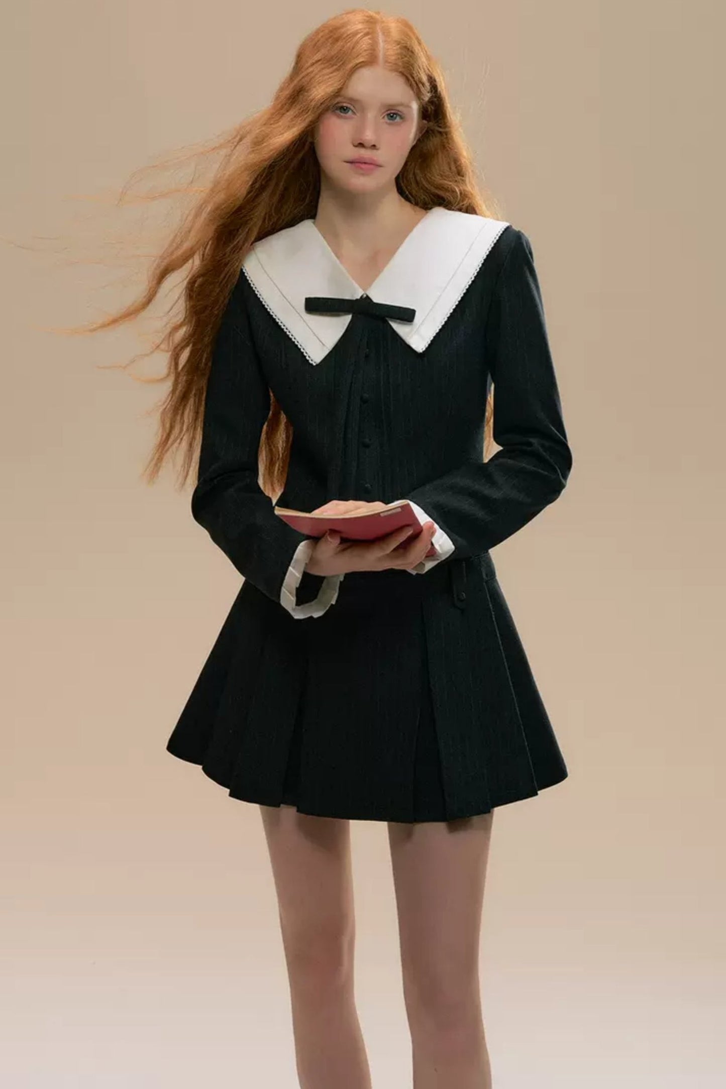 Dark Grey College PLEATED DRESS