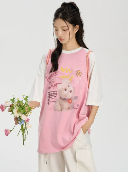 White Puppy Raglan T-Shirt