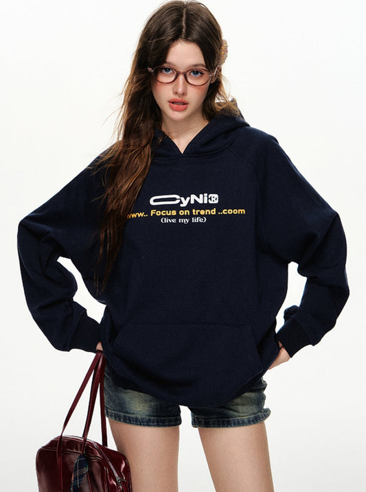 CyNi Vielseitig Logo Hooded Pullover Sweatshirt Frühling und Herbst Langarm Top Hoodie Lose High Street American Casual o