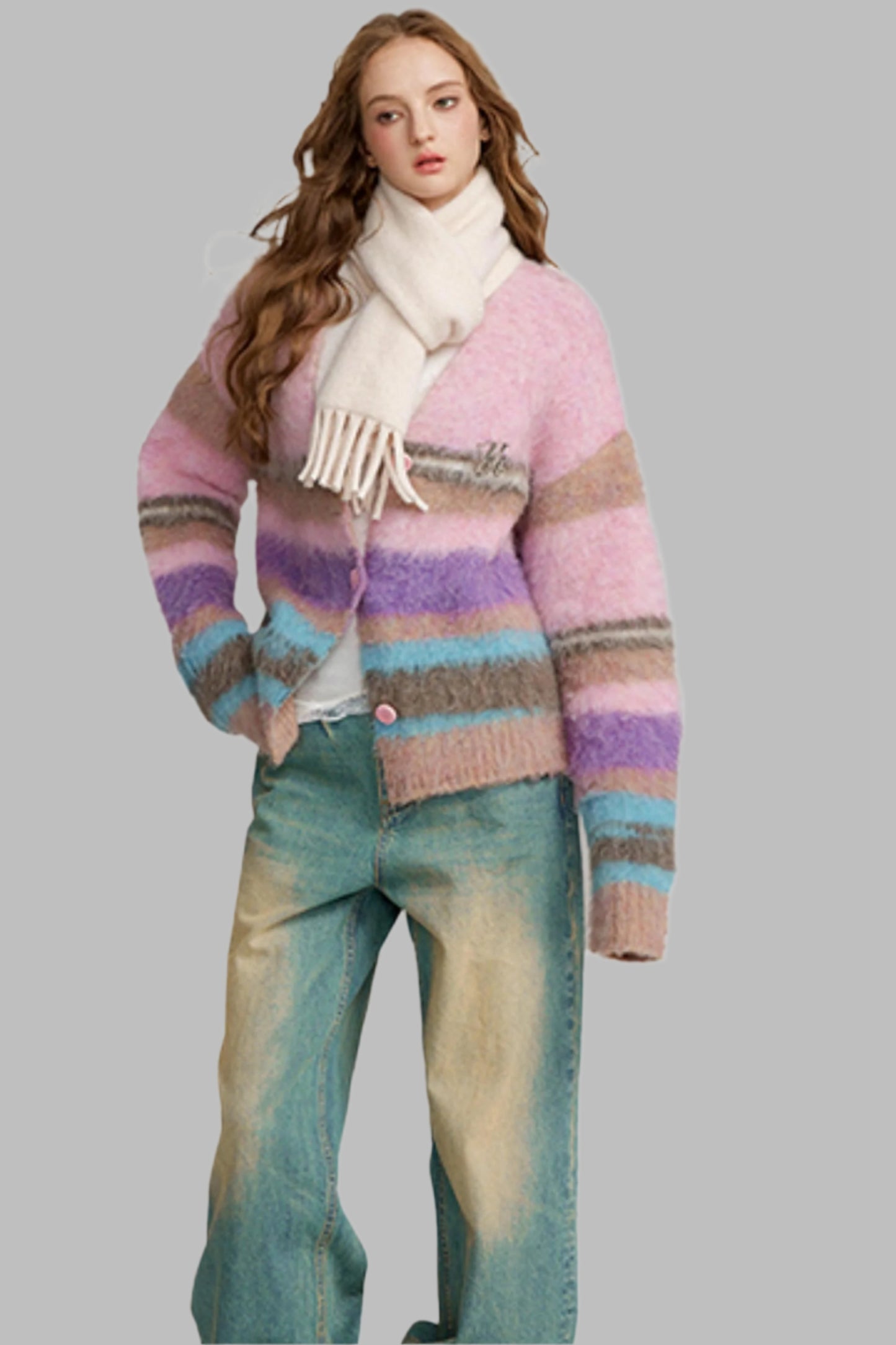 Brushed Color Stripe Cardigan