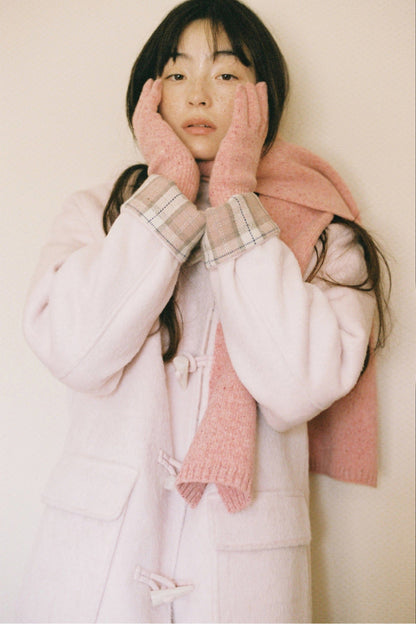 Pink Check Horn Button Coat