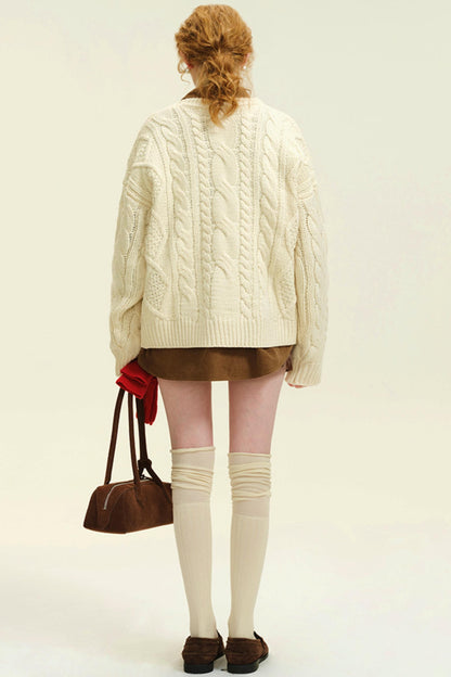 Twisted Cable Thick Knit Sweater 