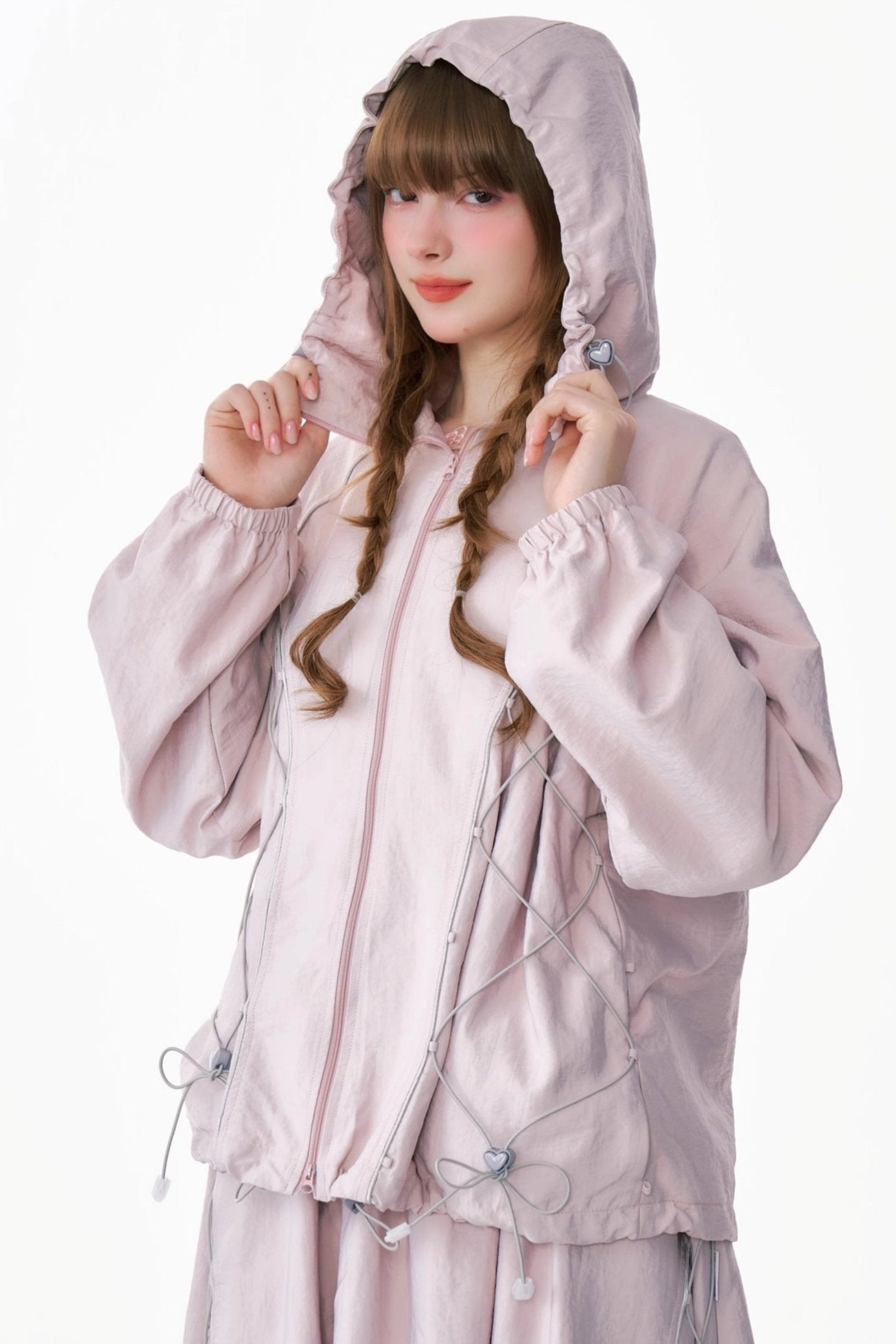 Retro Drawstring Hooded Windproof Jacket