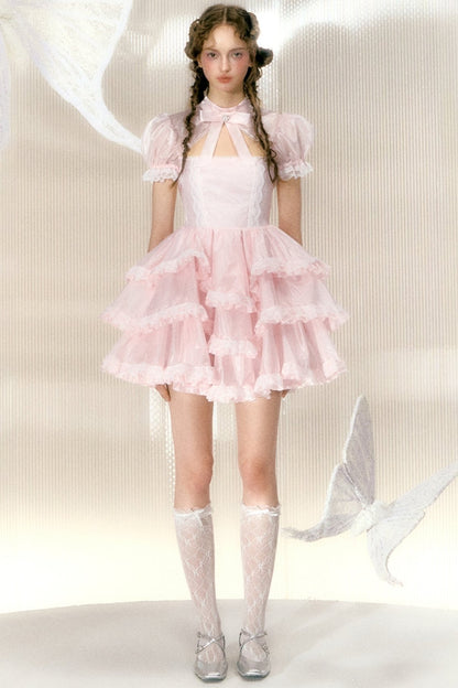 Light Pink Rhinestone Bow Princess Dress