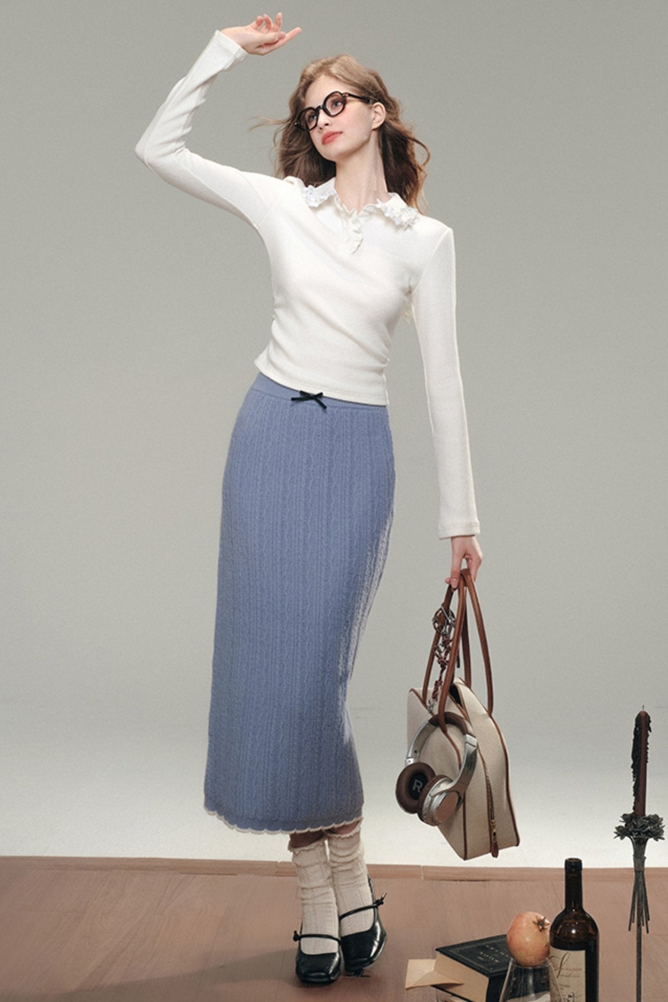 Es lebe die Milchstraße [10.21 20:00] "Unbenanntes Meer" Tranquility Blue Knitted Cardigan Maxi Skirt Set