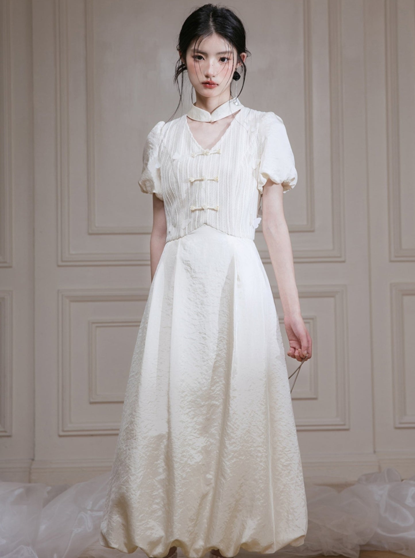 White Moonlight Patchwork Dress