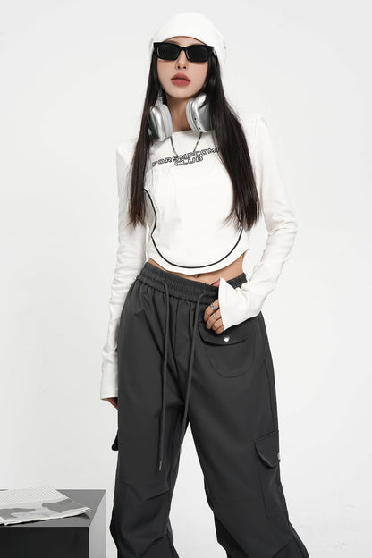 High Waist Long Sleeve Crop Top