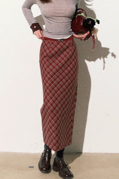 Retro Split Long Skirt