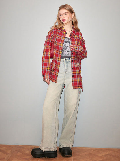 Betty Loose Plaid Long Sleeve Shirt