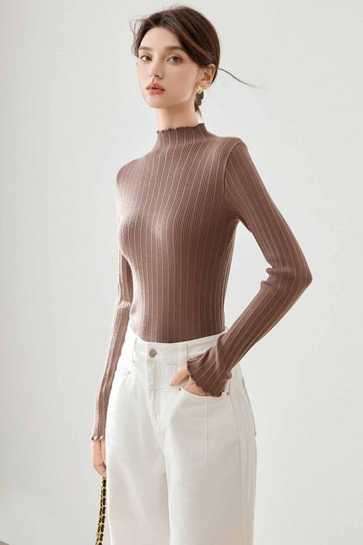 Stitching Crew Neck Pullover Top