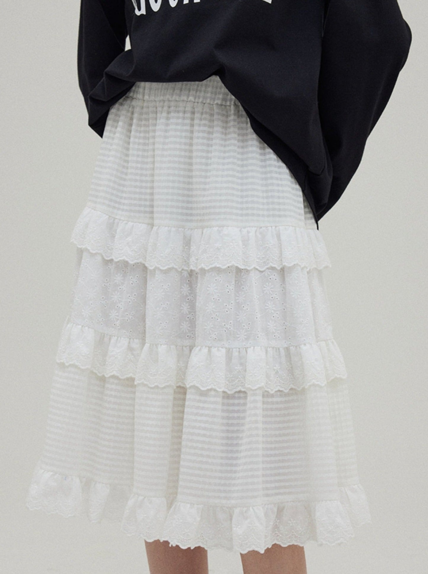 French embroidered cake lace skirt