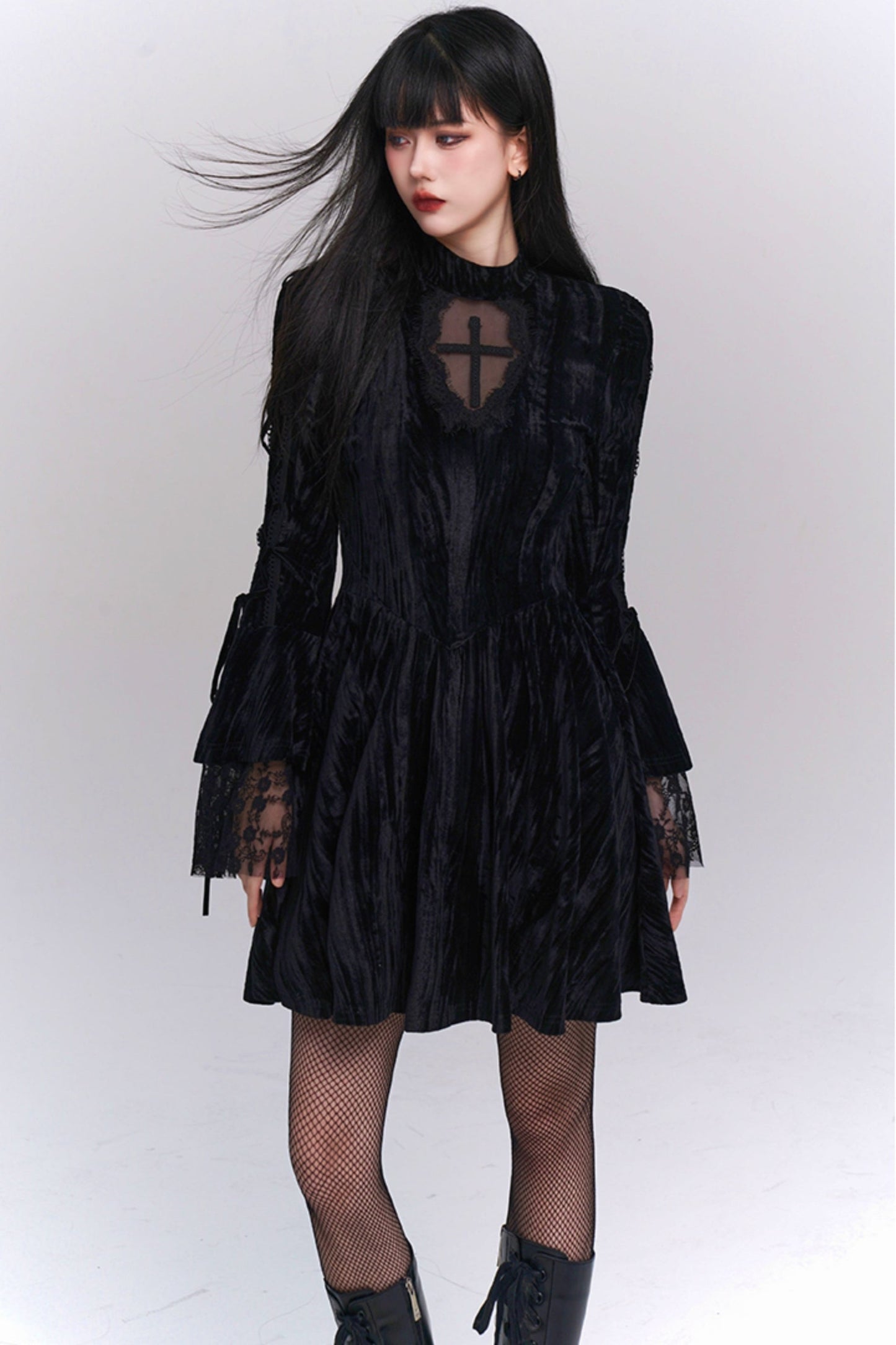 Unique Gothic Velvet Halloween Outfit Dress