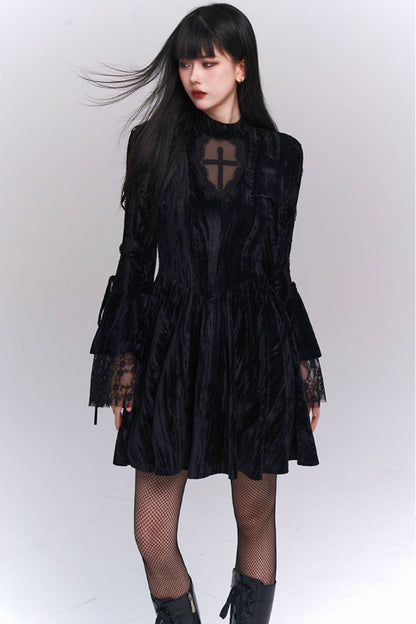 Unique Gothic Velvet Halloween Outfit Dress