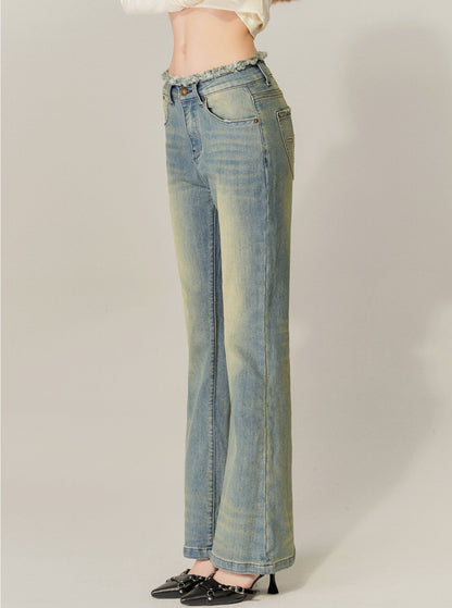 American retro washed flared jeans