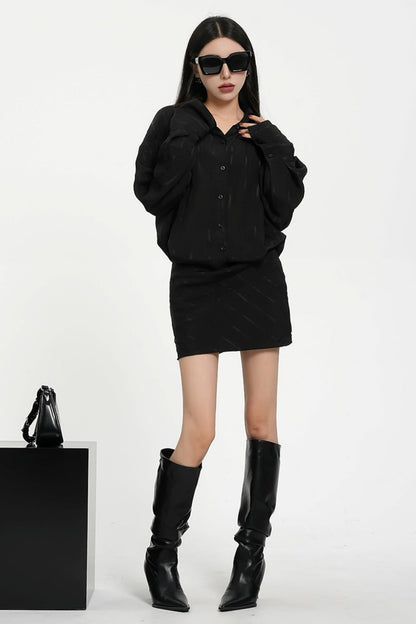 High-End Luxury Long-Sleeve Shirt Dress