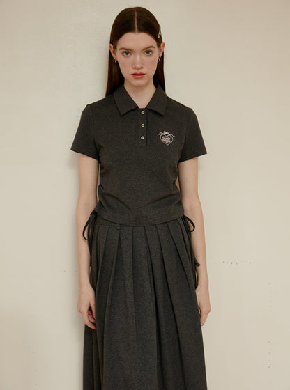 Short Sleeve Polo & Pleated Skirt Set-Up