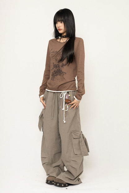 Wide-Leg Cargo Pants with Accessories