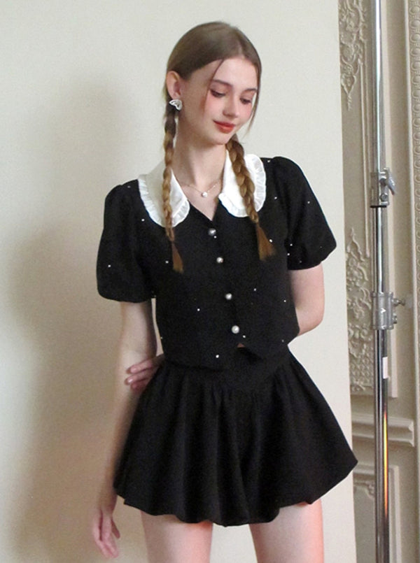 French Fashion Short Skirt and Top Set-Up