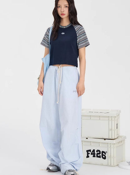 Loose Summer Vertical Stripe Slacks Pants