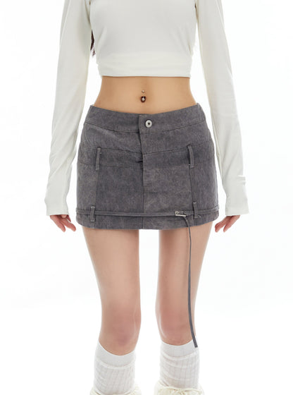 Retro Hottie Fried Wash Skirt