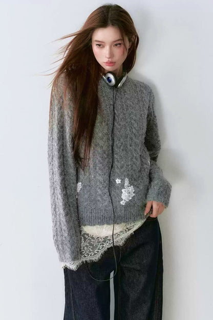 Lace Panel Pullover Sweater