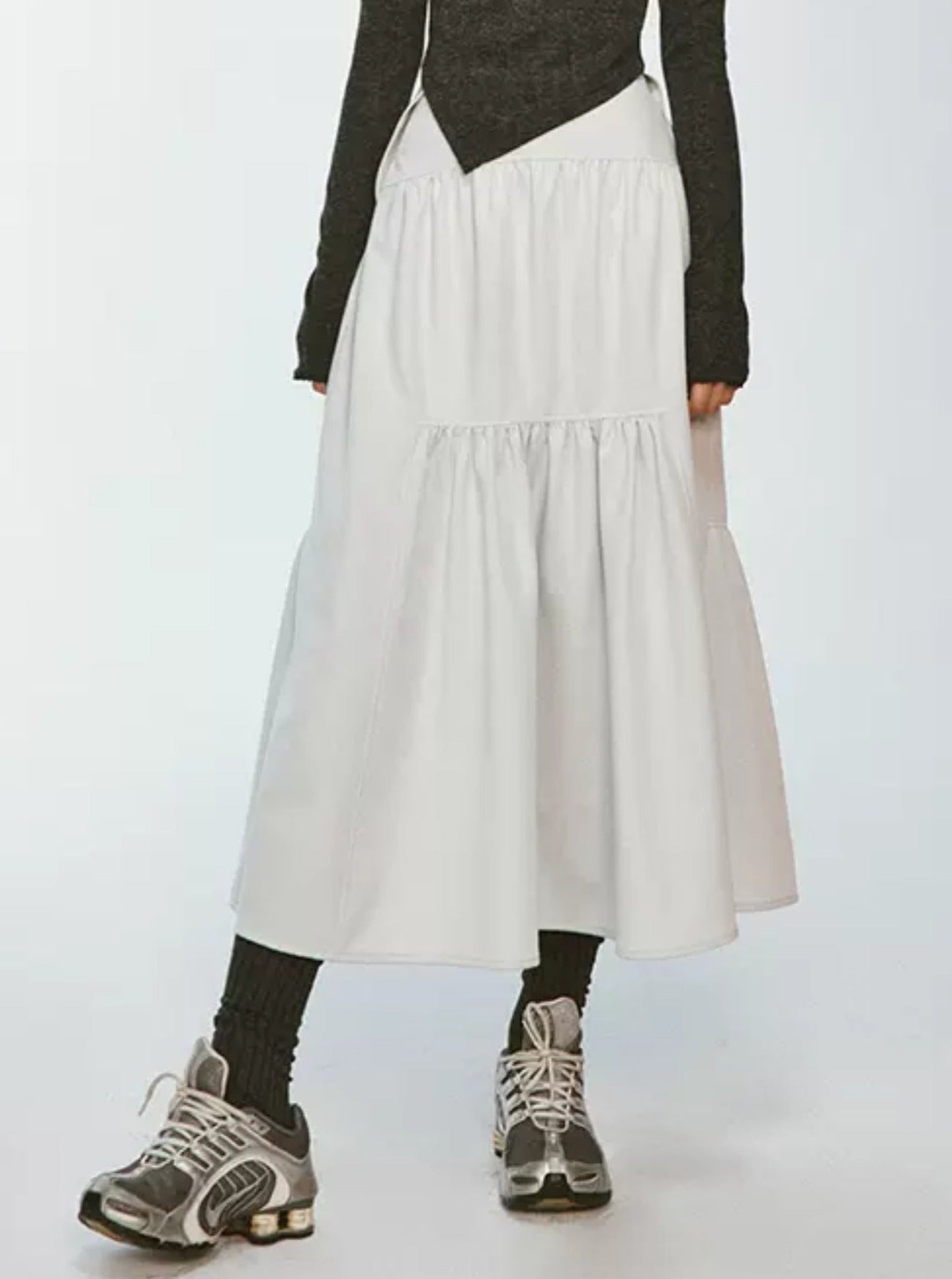 Moonlight Grey Dense Pleated Skirt