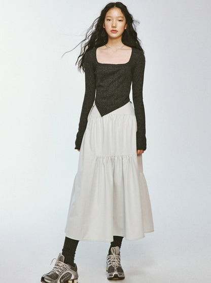 Moonlight Grey Dense Pleated Skirt