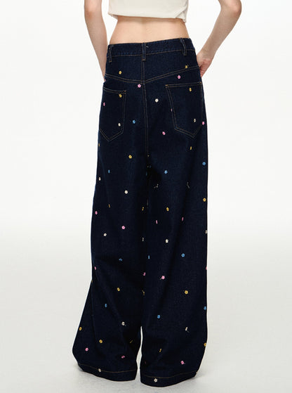 Childlike Floral Embroidered Jeans