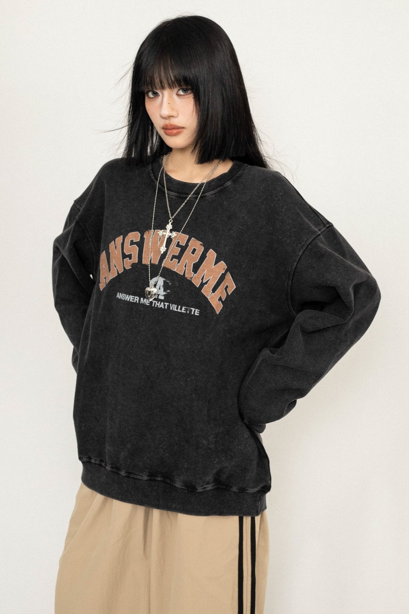 Washed Oversize Retro Sweatshirt