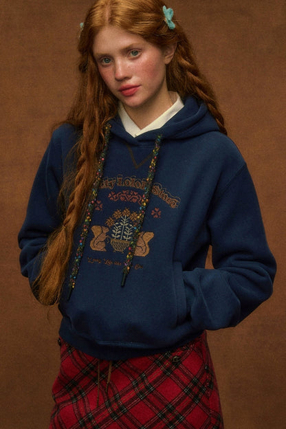 Embroidered Wool Pullover Hoodie