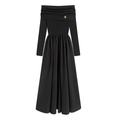 Black Embroidered Gown Dress