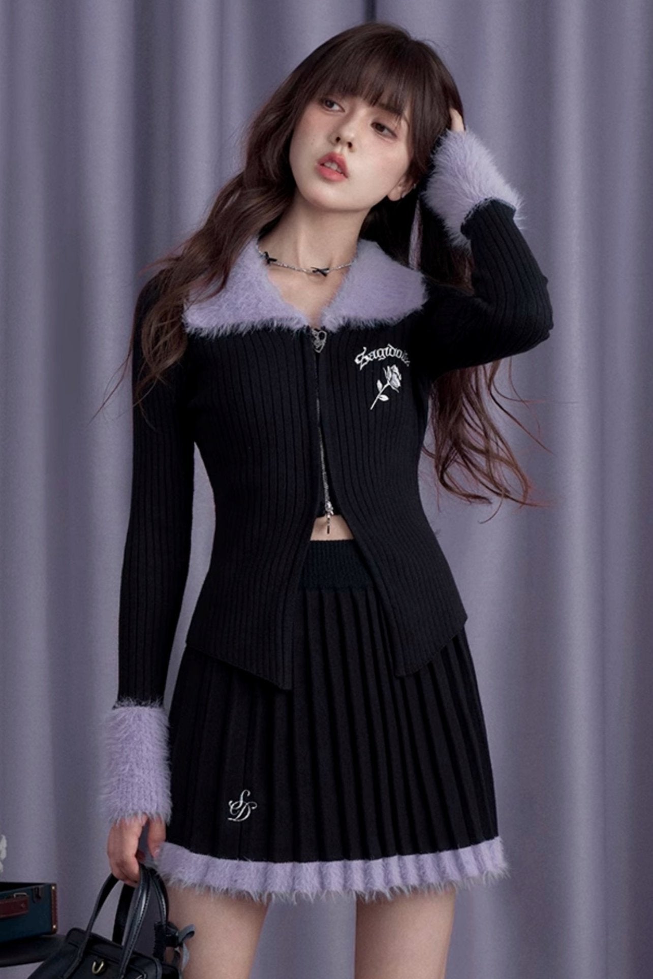 Winter Romance Knitted Slim Cardigan Skirt Set-Up