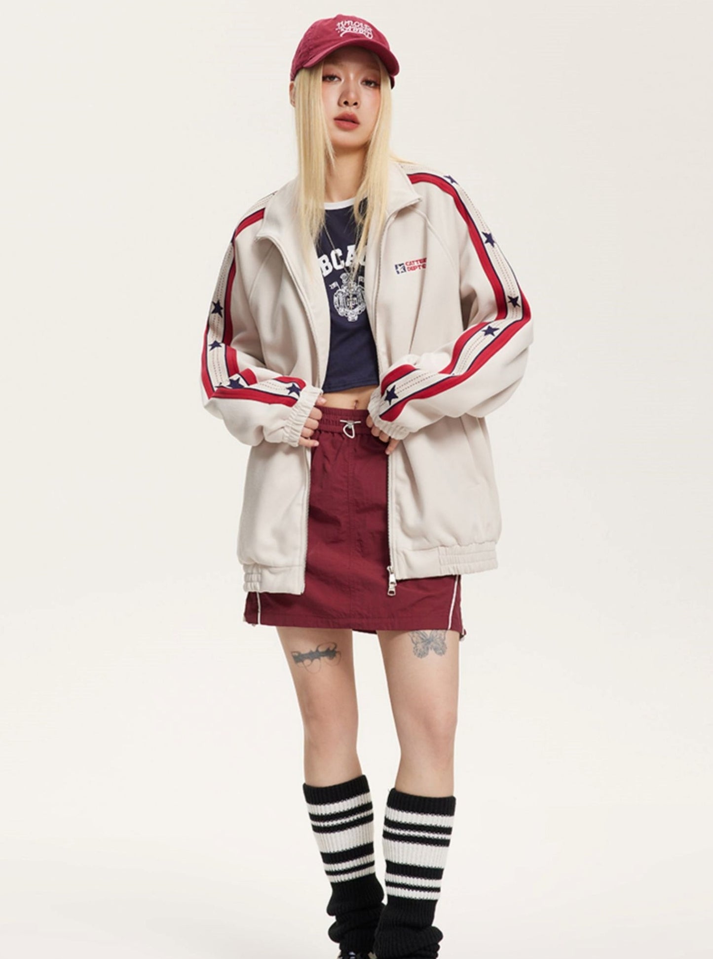 American Retro Color-Blocked Sport Jacket