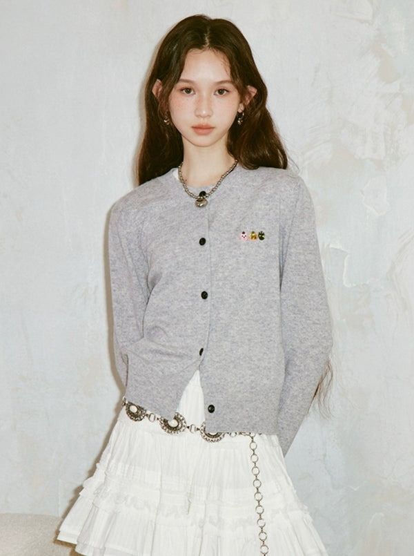 Embroidered Thin Knitted Cardigan