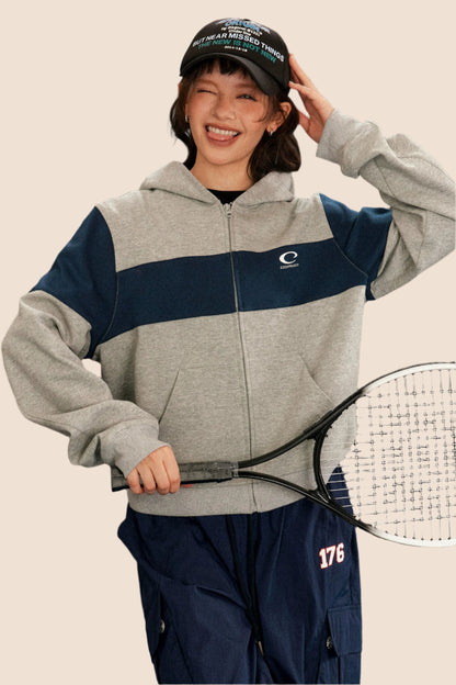 Loose Patchwork Sports Jacket