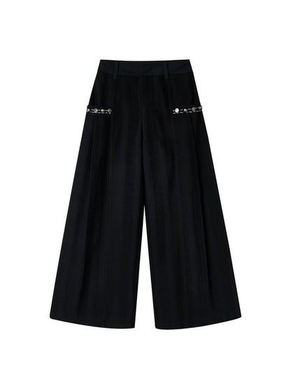 Pleated Wide-Leg Long Pants