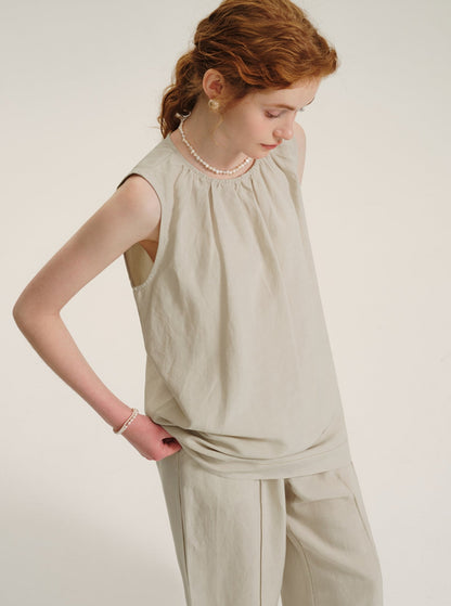 Flaccid Linen and Tencel Pants Set-Up