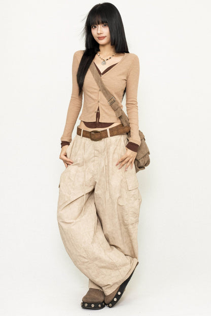 Mock Layer Slim Crop Top